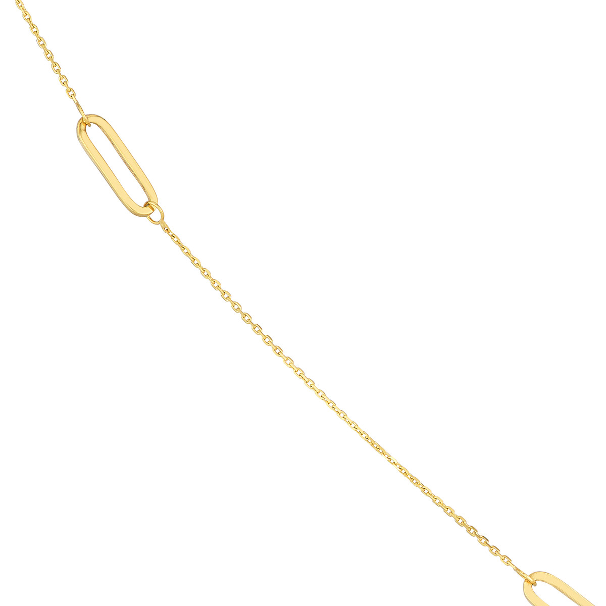 Long-Link Station Necklace - 14K Yellow Gold Diamond Cut Lobster Closure - 36 Inches - by Dazyle - Image 3