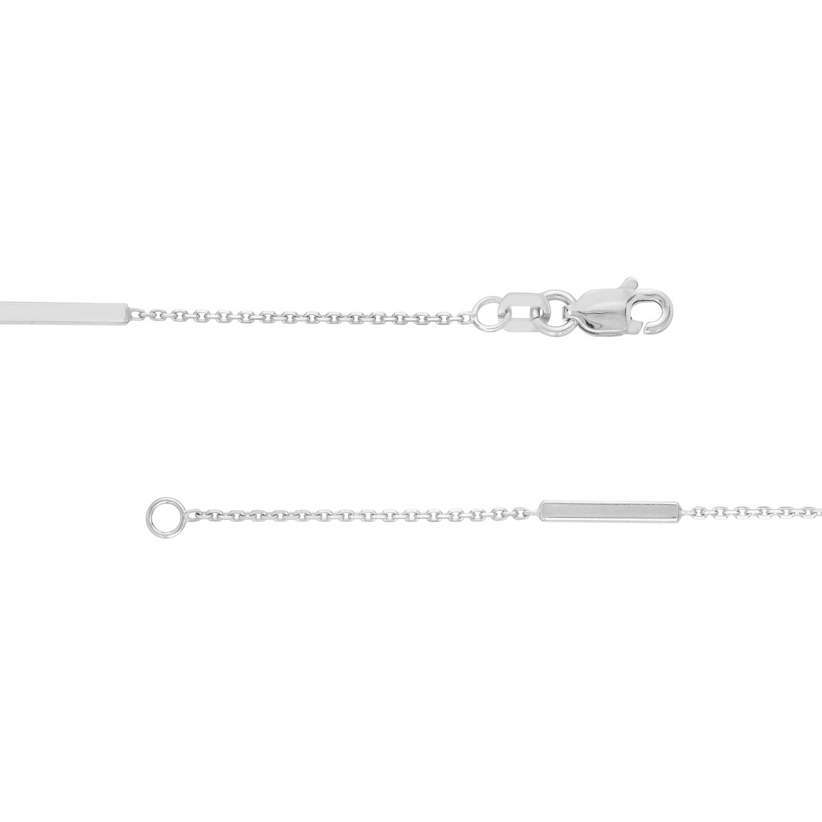 14K White Gold Diamond Bezel and Bar Station Necklace - 20 Inches - by Dazyle - Image 4