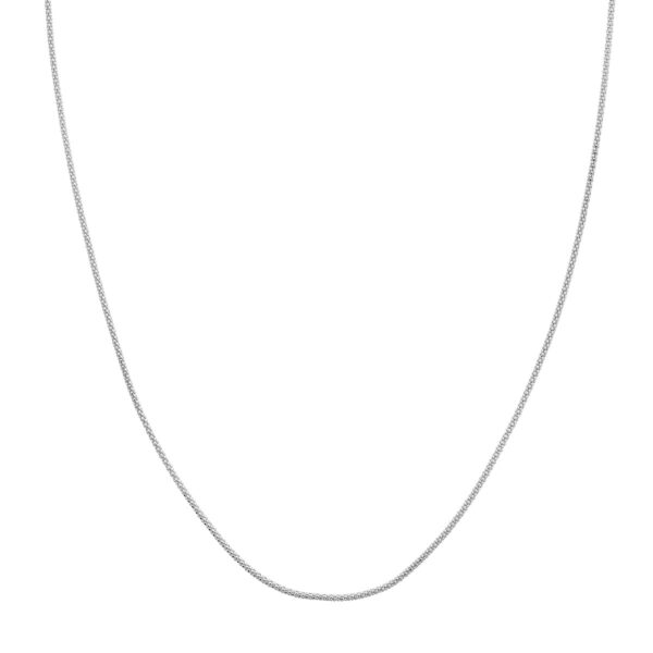 Adjustable Popcorn Chain Necklace with Slider Bead - 14K White Gold - by Dazyle