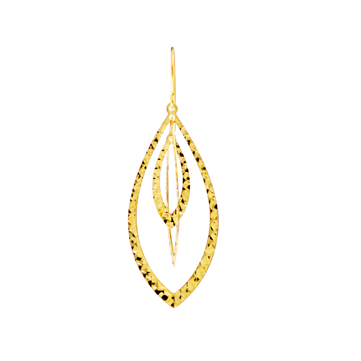 Triple Marquise Earrings on Fish Hook - 14K Yellow Gold - by Dazyle - Image 2