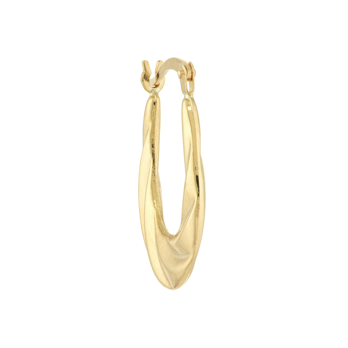 Twisted Oval Hoop Earrings - 10K Yellow Gold Hinge Closure - by Dazyle - Image 3