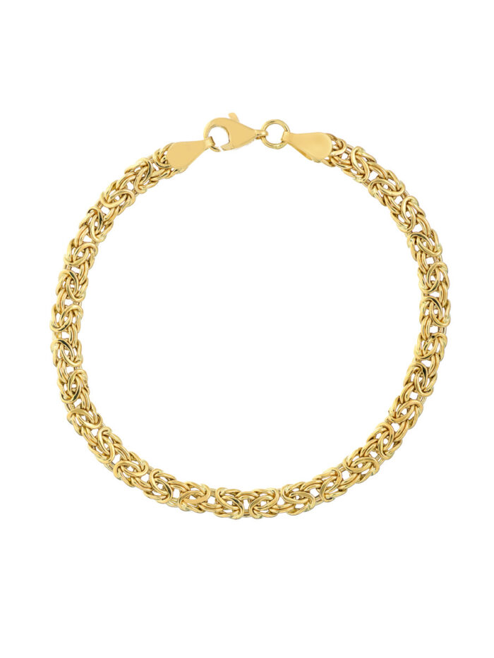 Byzantine Chain Bracelet Lobster Closure 14K Yellow Gold 7.25 Inch - 14K Yellow Gold - by Dazyle