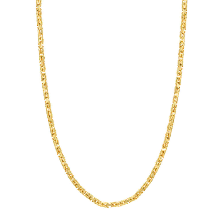 4.1mm Square Beveled Byzantine Chain - 14K Yellow Gold 24 Inch - by Dazyle