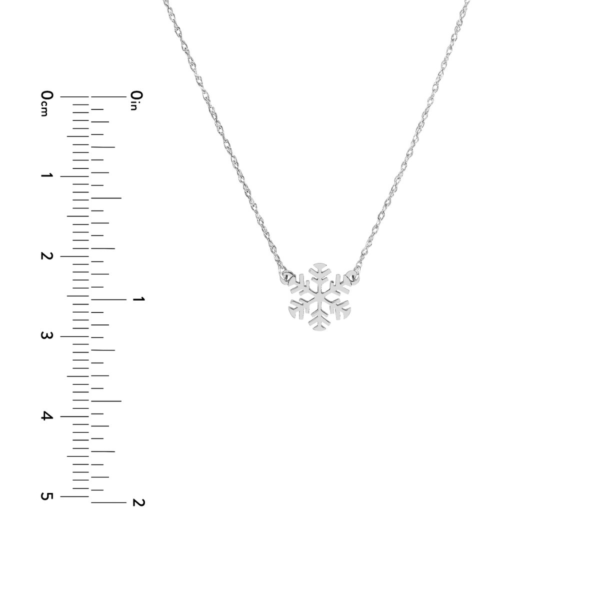 Mini Snowflake Pendant Necklace - 14K White Gold Adjustable Cable Chain - 18-inch - by Dazyle - Image 5