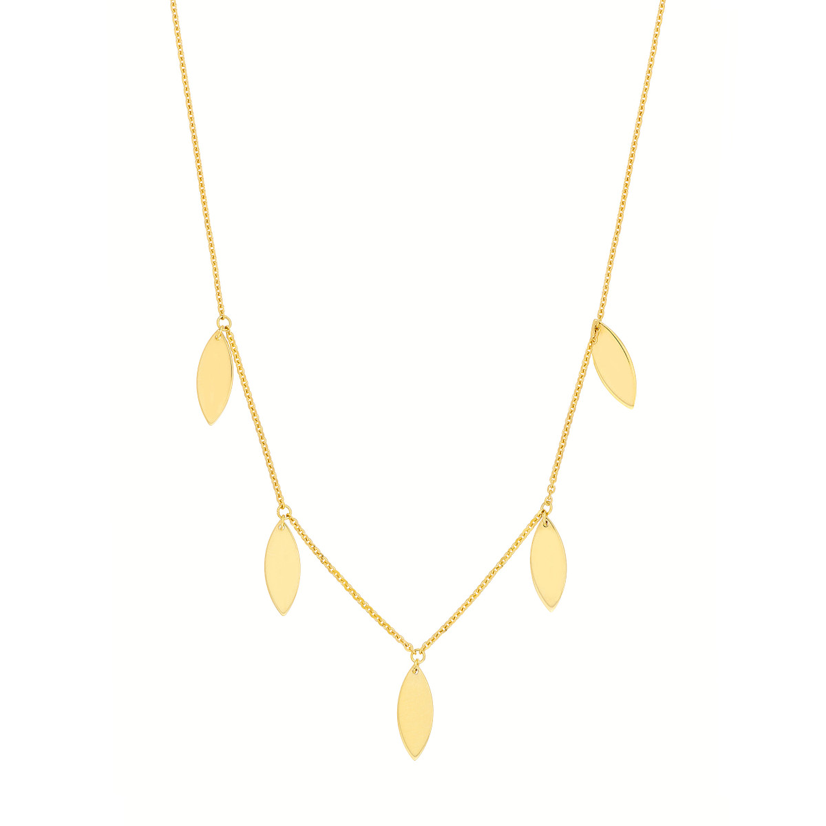 Marquise Drops Adjustable Necklace - 14K Yellow Gold - 16 to 18 Inch - by Dazyle