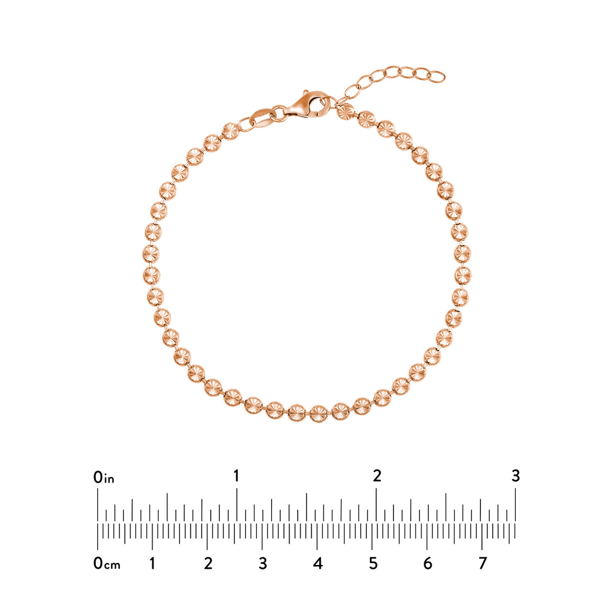 Adjustable Diamond-Cut Bead Bracelet - Rose Gold Plated Sterling Silver - 8 Inches - by Dazyle - Image 4