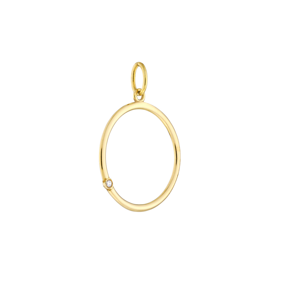 Open Circle Pendant with 1pt Diamond - 14K Yellow Gold - by Dazyle - Image 2
