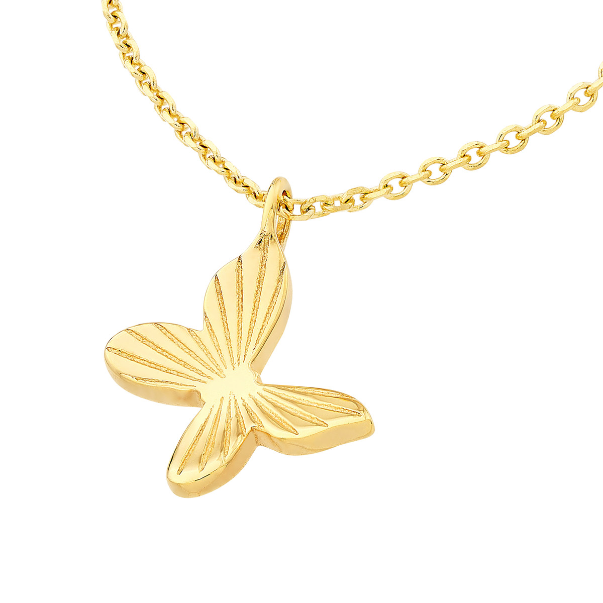 Tilted Butterfly Necklace - 14K Yellow Gold Adjustable 16 to 18 Inches - by Dazyle - Image 3