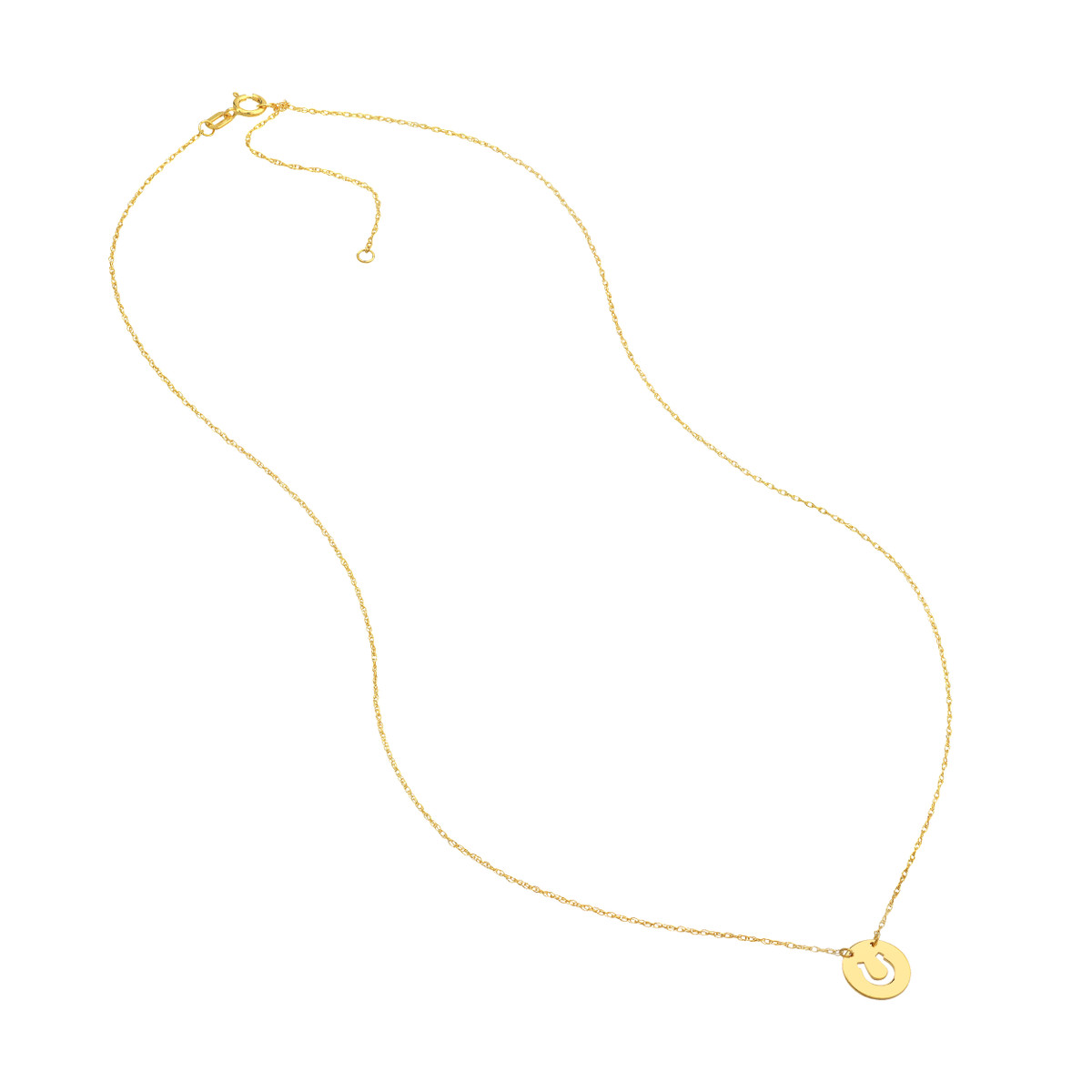 14K Yellow Gold Mini Disc Horseshoe Adjustable Necklace - 14K Yellow Gold 18 Inches - by Dazyle - Image 3