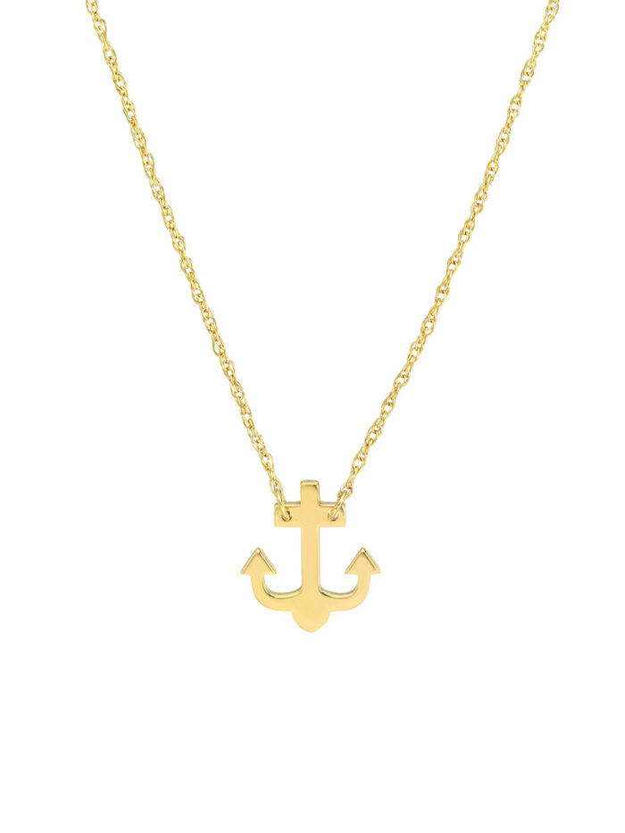 So You Mini Anchor Necklace - 14K Yellow Gold Adjustable - by Dazyle