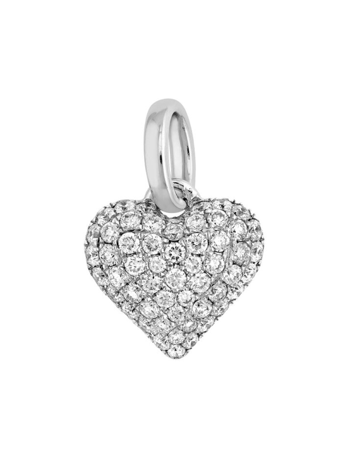 Pave Diamond Heart Pendant (1/2tcw) in White Gold - by Dazyle