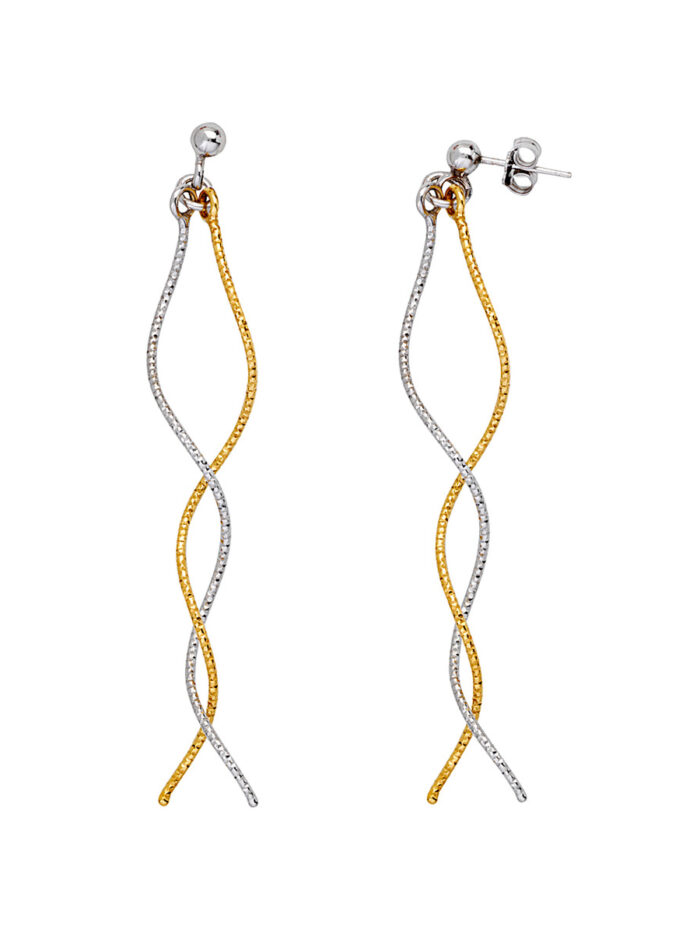 Sterling Silver Yellow Gold Plated Spiral Earrings Post & Nut Closure - Sterling Silver - by Dazyle