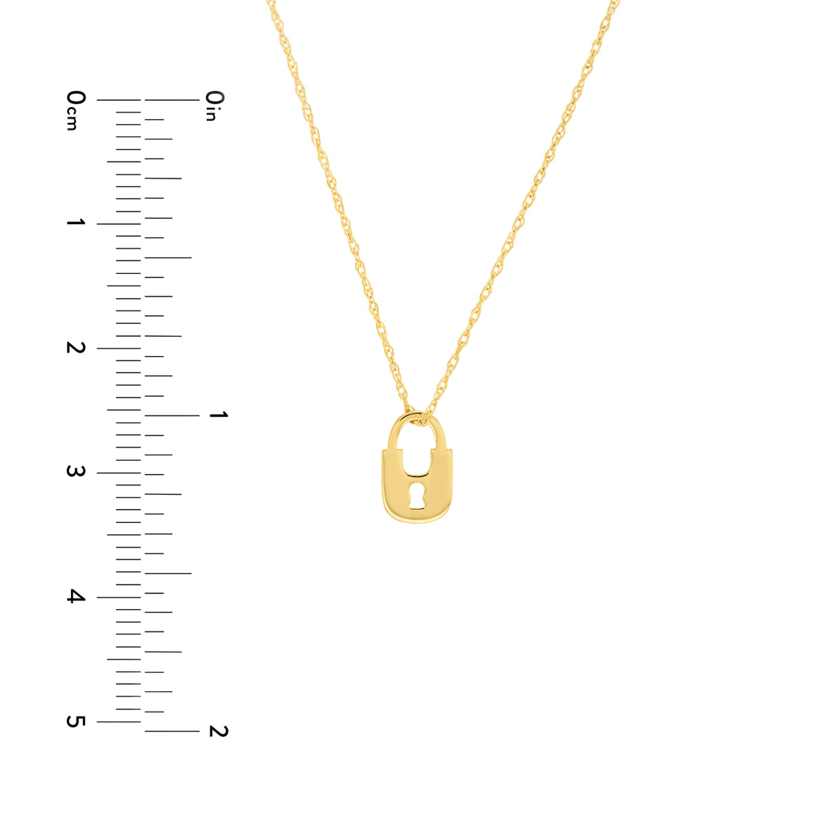 14K Yellow Gold Mini Lock Adjustable Necklace - 18 Inches - by Dazyle - Image 5