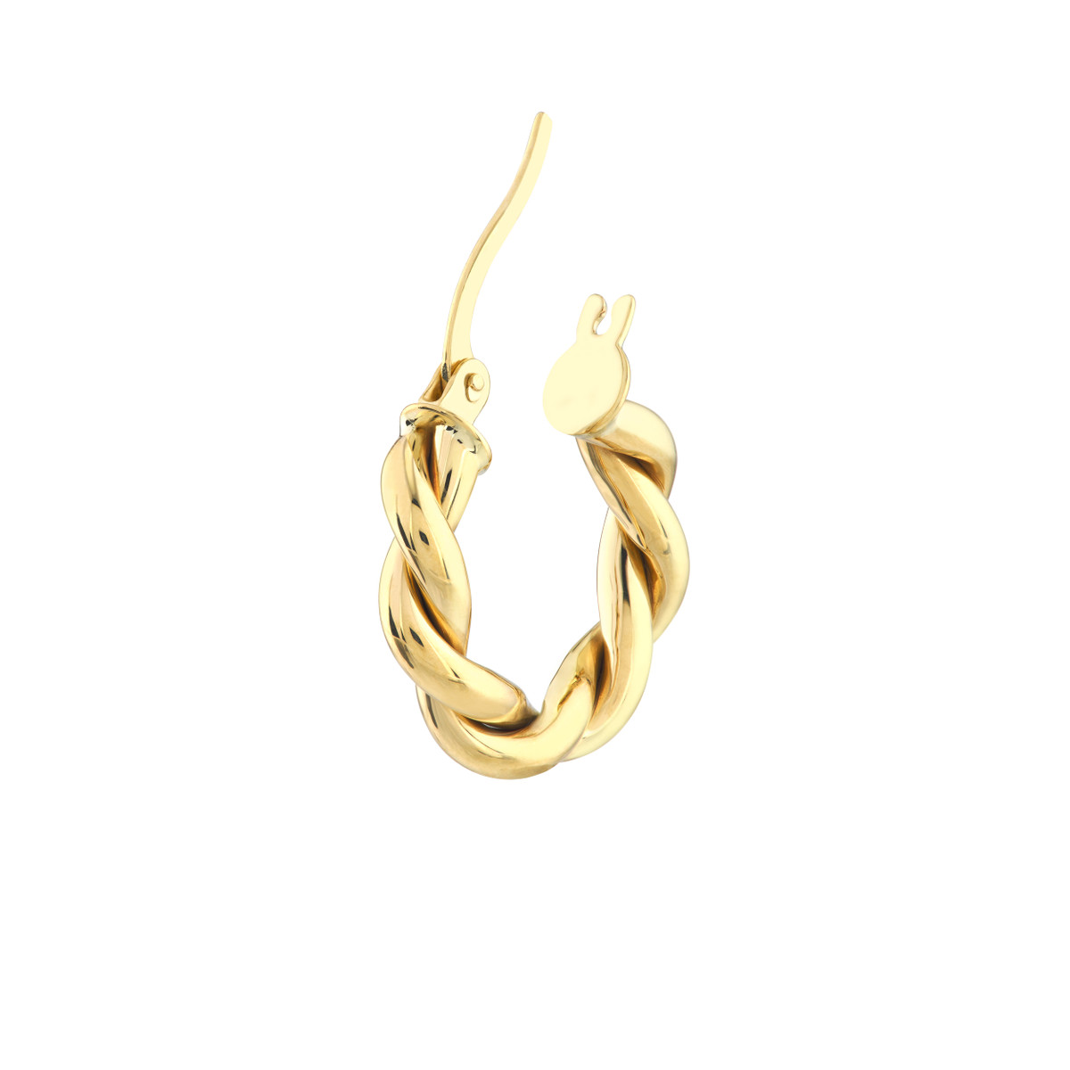 10K Yellow Gold Braided Double Tube Hoop Earrings - Hinge Closure - by Dazyle - Image 3