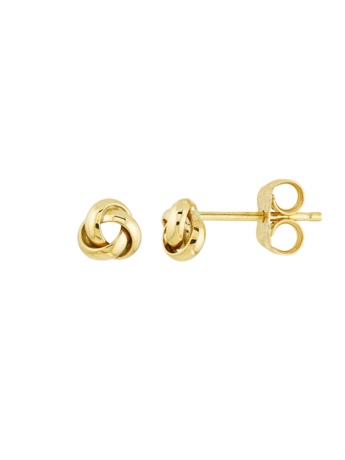 Mini Love Knot Earrings - 10K Yellow Gold Post Back - by Dazyle