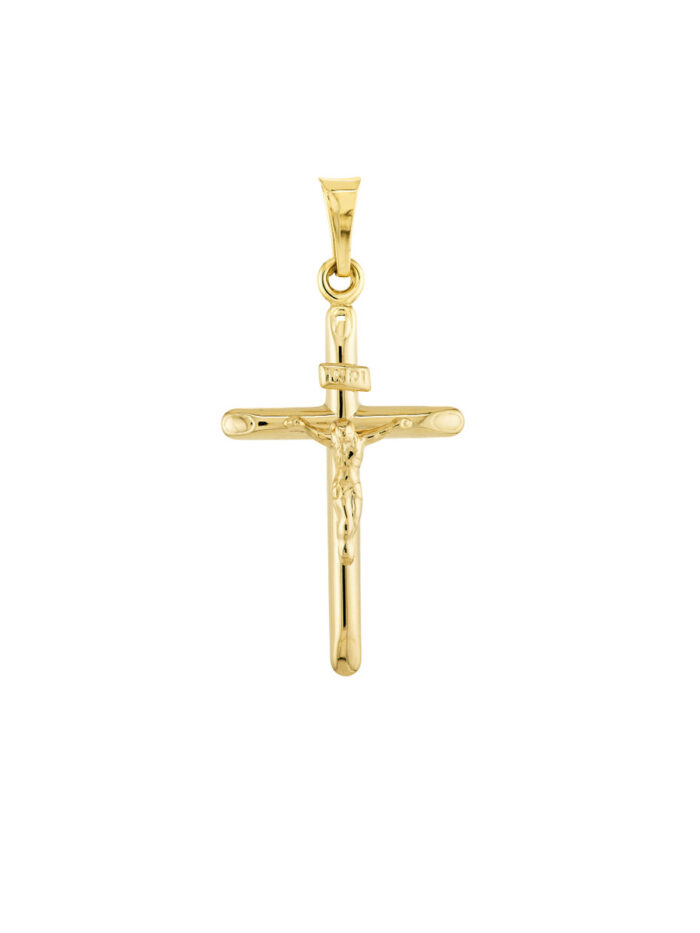 3D Crucifix Pendant 14K Yellow Gold Religious Gift - by Dazyle