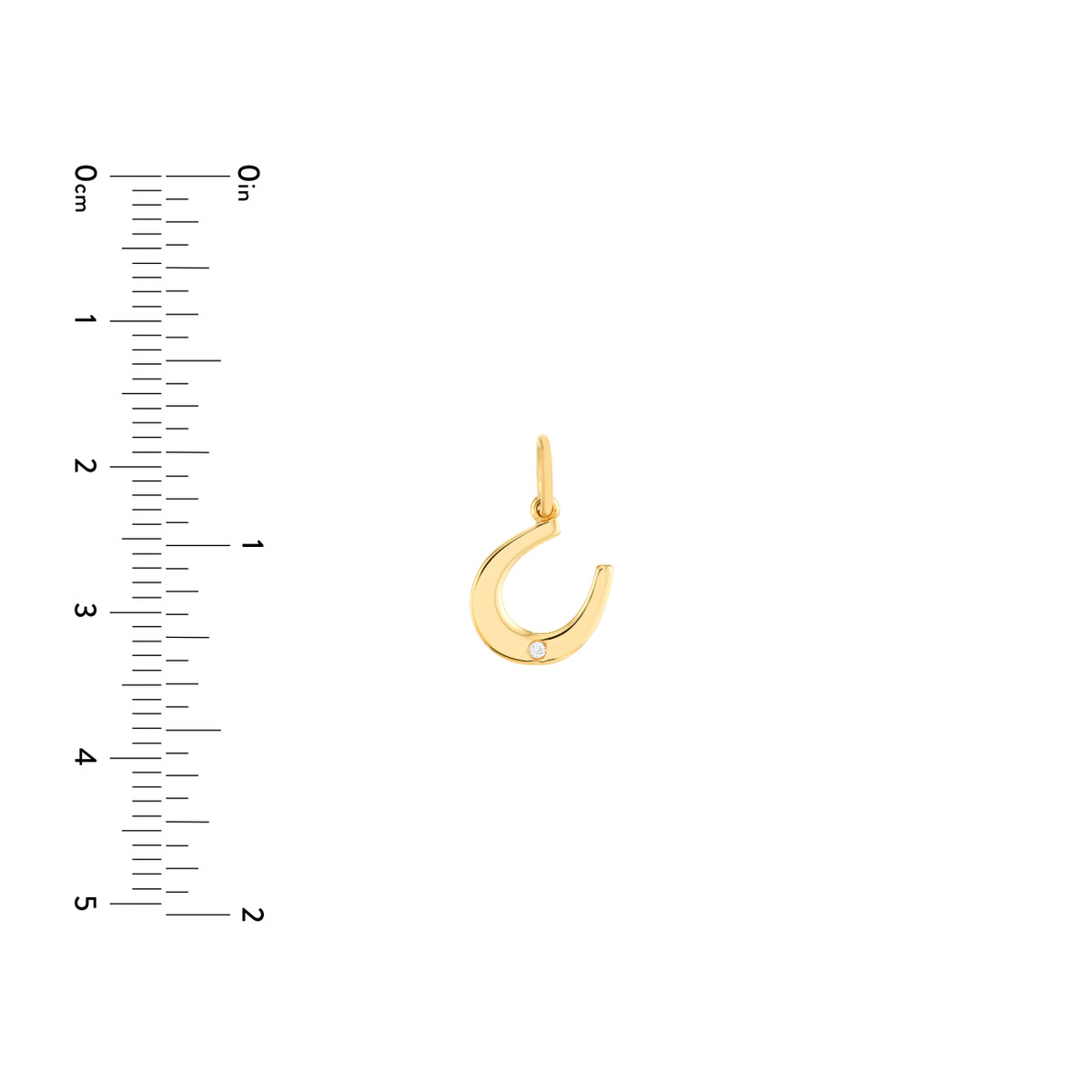 Horseshoe Charm with 1pt Diamond - 14K Yellow Gold - by Dazyle - Image 4