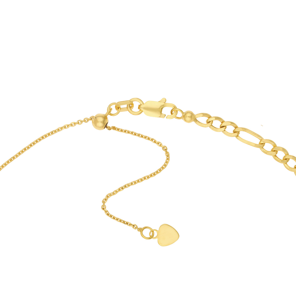 14K Yellow Gold Hollow Figaro Chain Adjustable Choker Necklace - Lobster Closure - by Dazyle - Image 4
