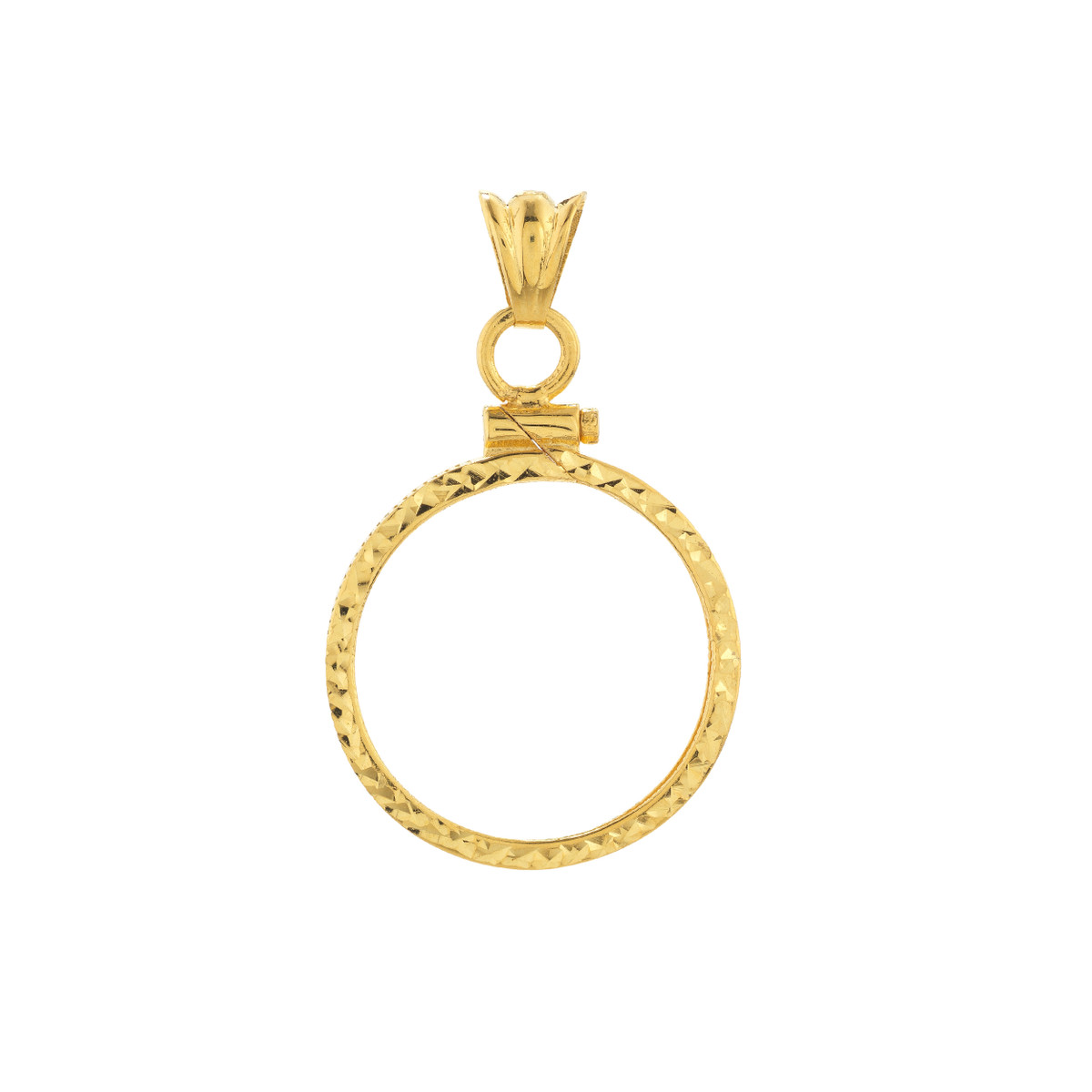 Australian Kangaroo Coin Bezel 1/4 Oz Diamond Cut - 14K Yellow Gold - by Dazyle
