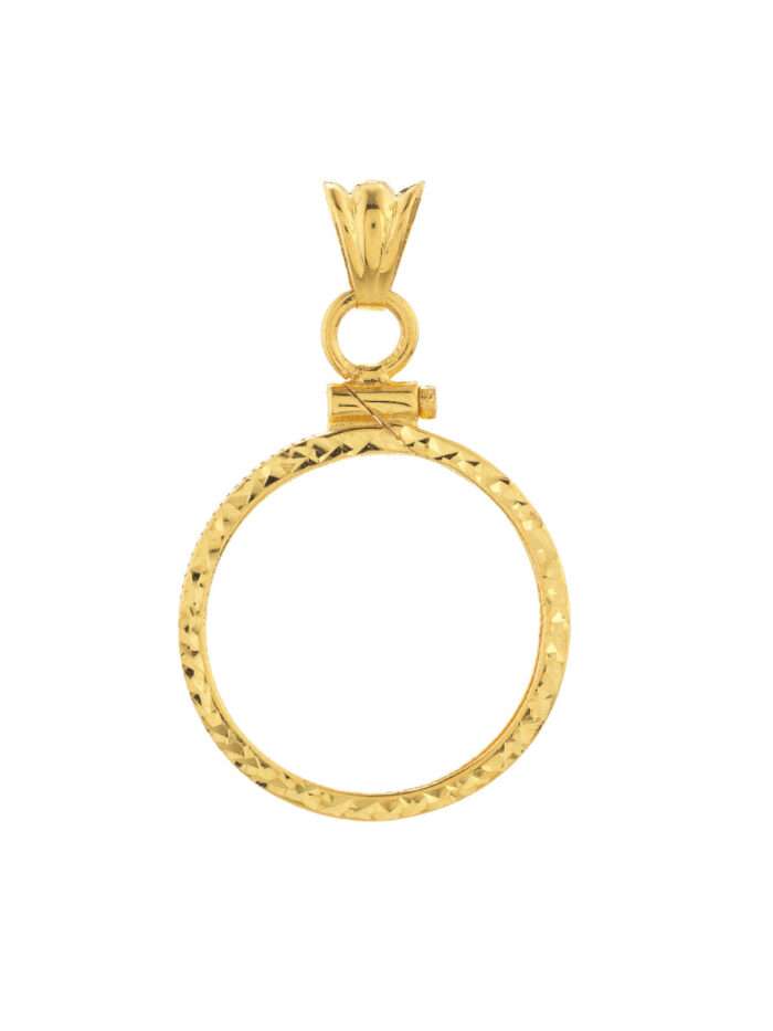Australian Kangaroo Coin Bezel 1/4 Oz Diamond Cut - 14K Yellow Gold - by Dazyle