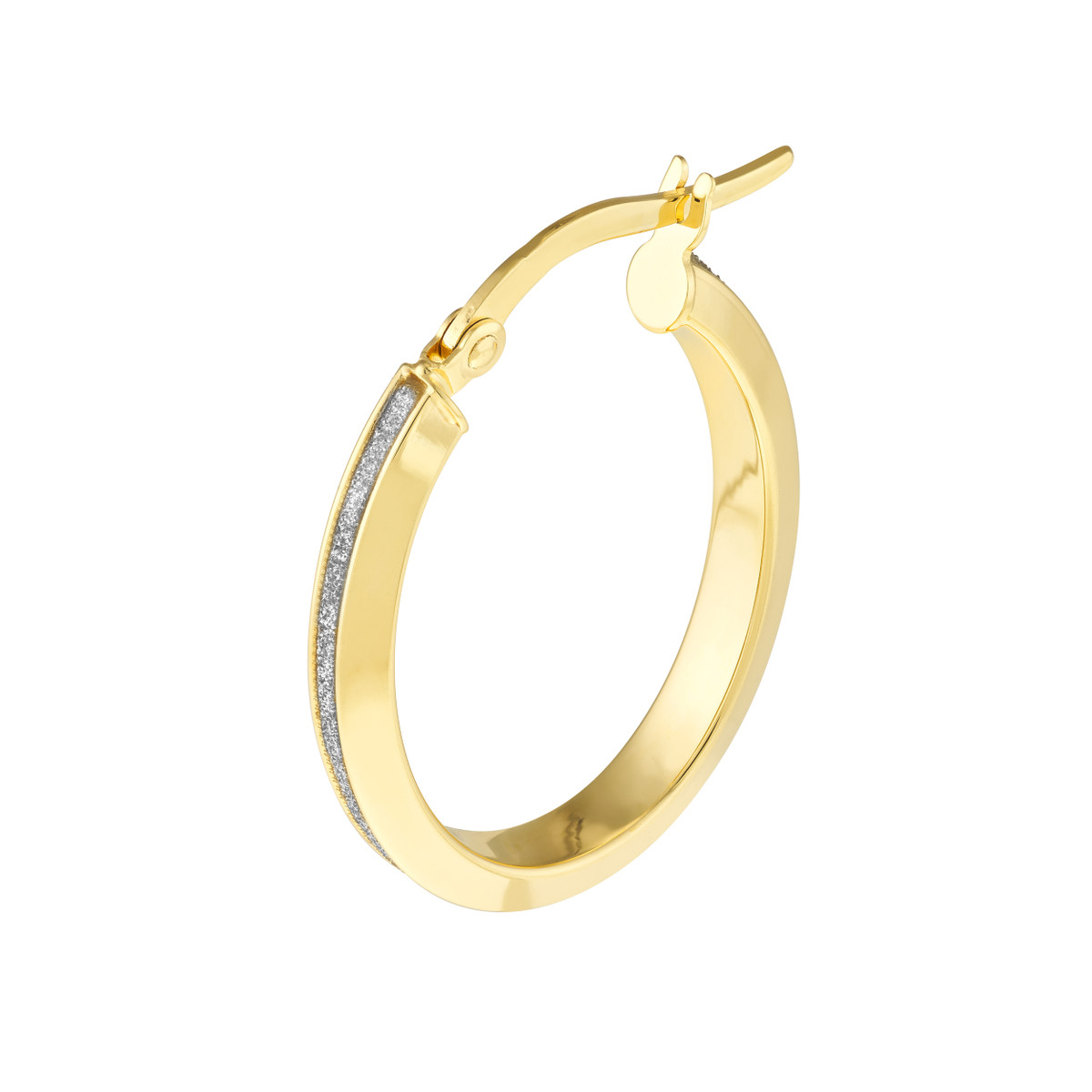 Sparkling Oval Hoops 14K Gold Hinge Closure Radiant Design Statement Earrings - 14K Yellow Gold - by Dazyle - Image 3