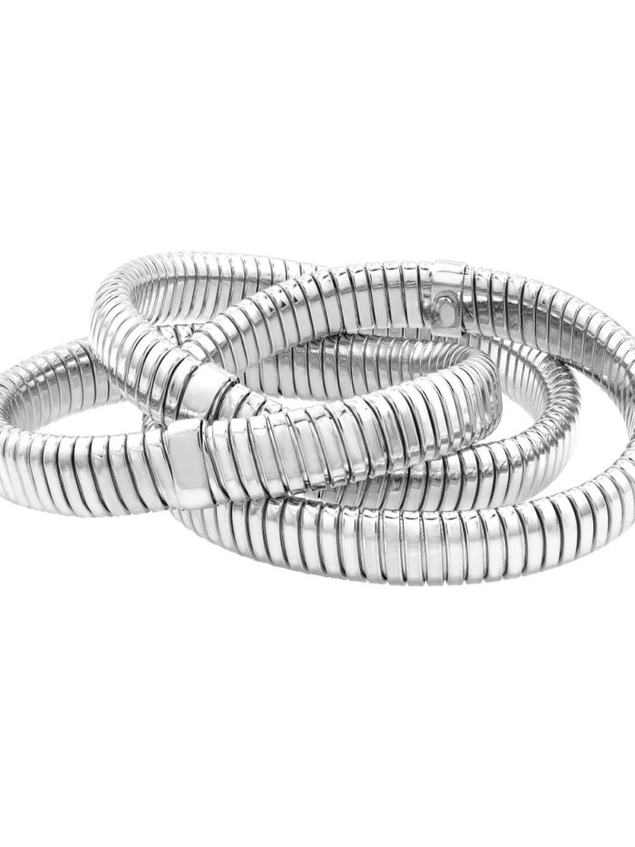 Sterling Silver Twisted Layered Tubogas Bangle - 10mm - by Dazyle