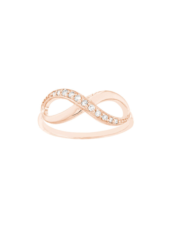Infinity Ring with 1/6tcw Diamond - 14K Rose Gold Ring - Size 6 - by Dazyle