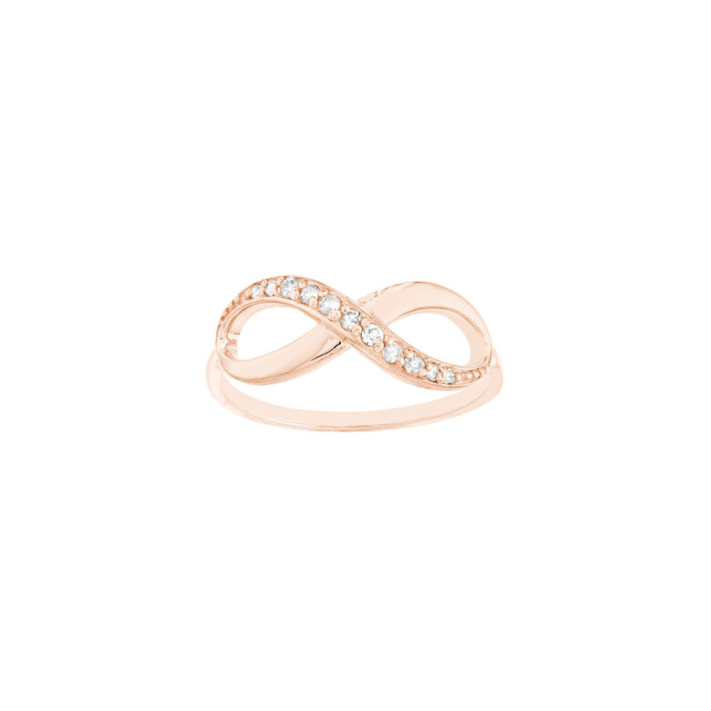 Infinity Ring with 1/6tcw Diamond - 14K Rose Gold Ring - Size 6 - by Dazyle