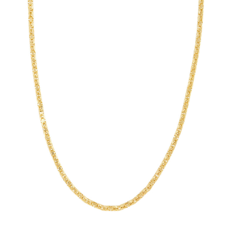 3.50mm Square Beveled Byzantine Chain - 14K Yellow Gold 22 Inch - by Dazyle