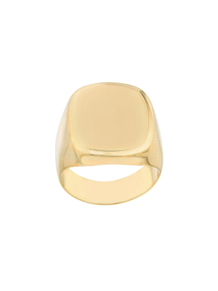 Engraved Signet Ring Soft Rectangle 14K Yellow Gold - Classic Style by Dazyle