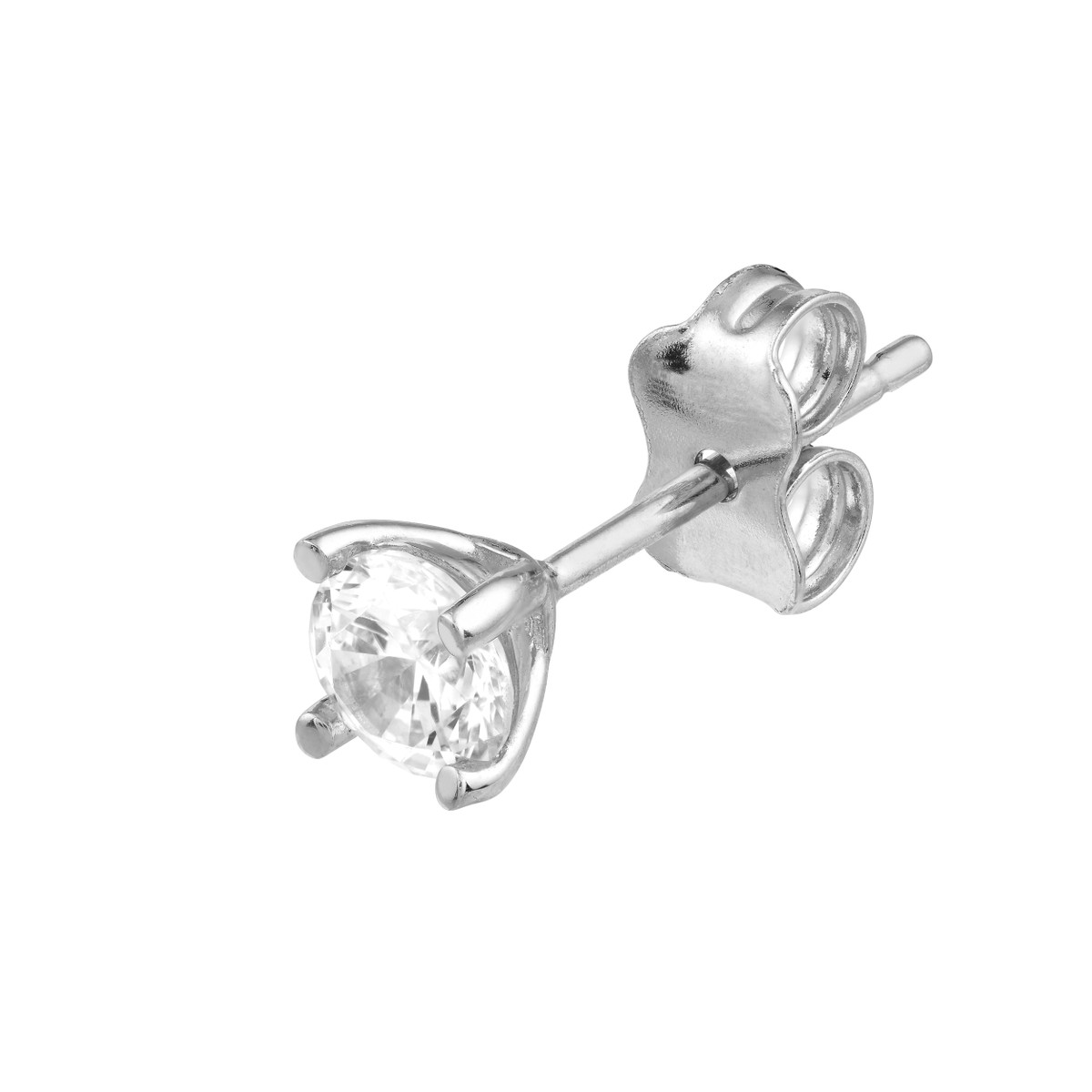 4.5mm CZ Stud Earrings - Post & Nut Closure - 14K White Gold - by Dazyle - Image 3