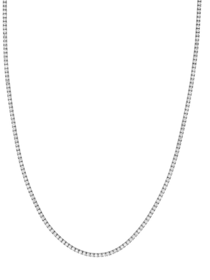 Diamond Tennis Necklace | 14K White Gold | 5-1/3tcw Diamonds | 2mm Diamond Size | 16 inches - 14K White Gold - 16" - by Dazyle