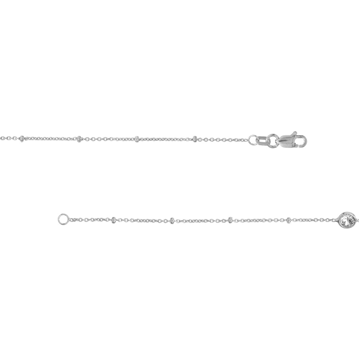 Saturn Chain Bezel Long Necklace | 36 Inch | Cable Chain - Sterling Silver - by Dazyle - Image 4