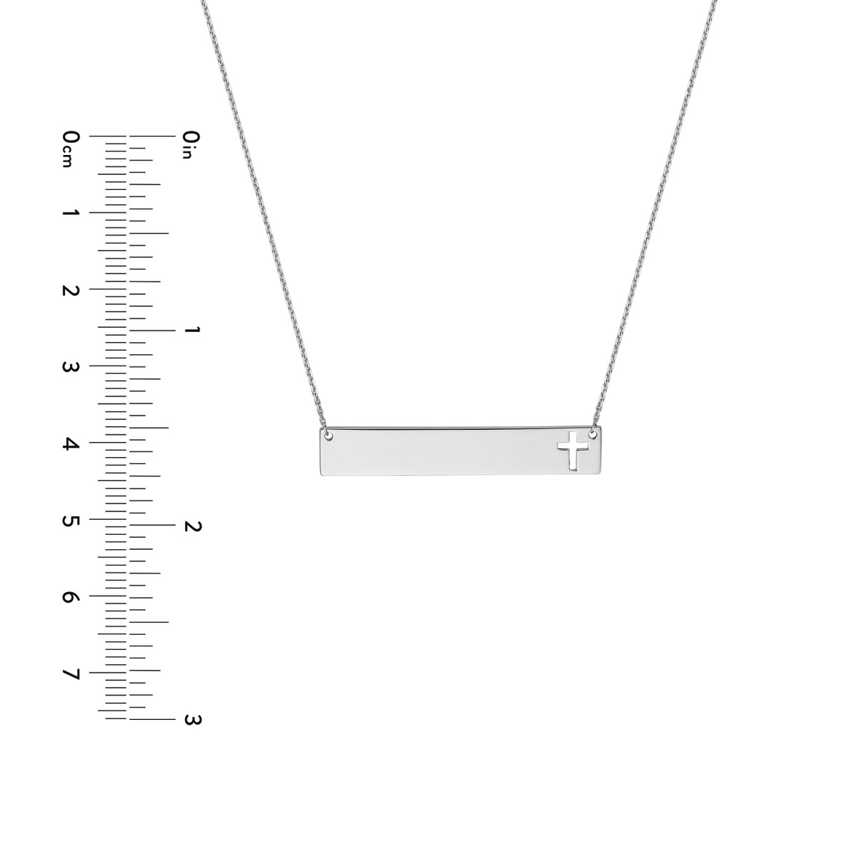 Engraved Sterling Silver Bar Necklace with Cross - 18 Inch Adjustable - by Dazyle - Image 5