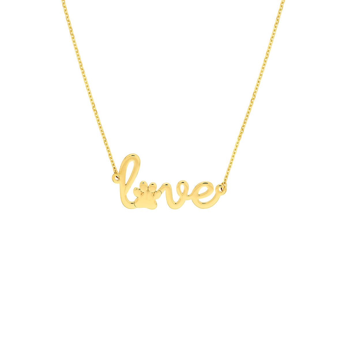 Love Paw Print Adjustable Necklace - 14K Yellow Gold 16-18 Inches - by Dazyle