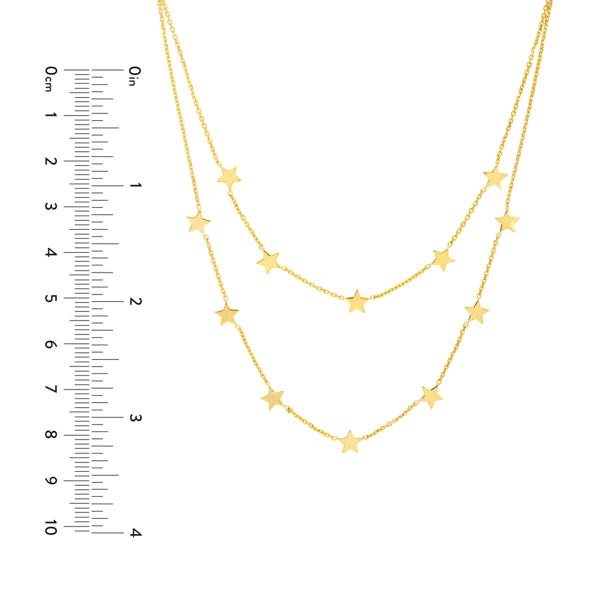 Double Strand Star Station Adjustable Necklace - 14K Yellow Gold 16-18 Inch - by Dazyle - Image 5