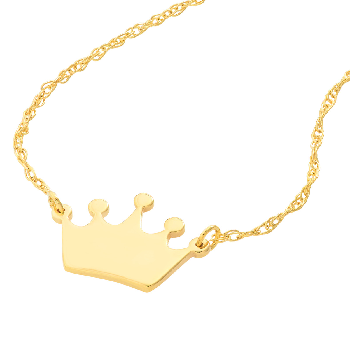 Mini Crown Pendant Necklace in 14K Yellow Gold - Adjustable 16 to 18 Inches - by Dazyle - Image 3