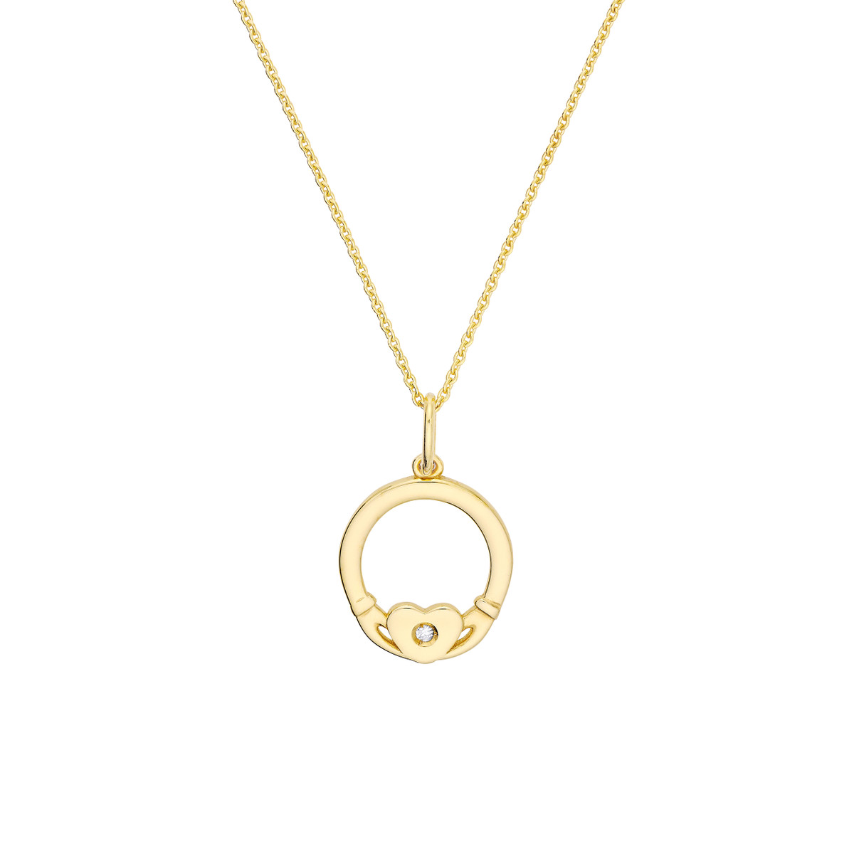 Mini Claddagh Charm with 1pt Diamond - 14K Yellow Gold - by Dazyle - Image 3