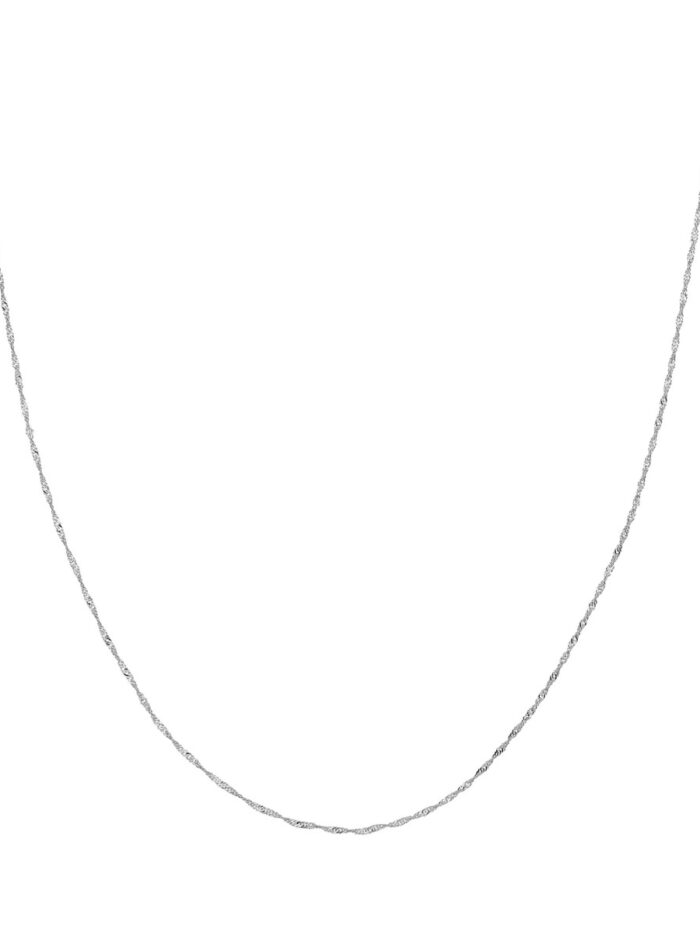 1mm Singapore Chain with Spring Ring - 14K White Gold - 16 Inch - by Dazyle