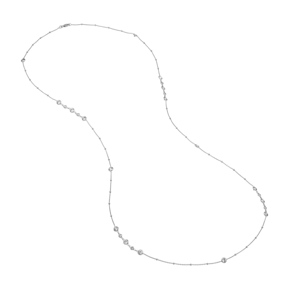 Saturn Chain Bezel Long Necklace | 36 Inch | Cable Chain - Sterling Silver - by Dazyle - Image 3