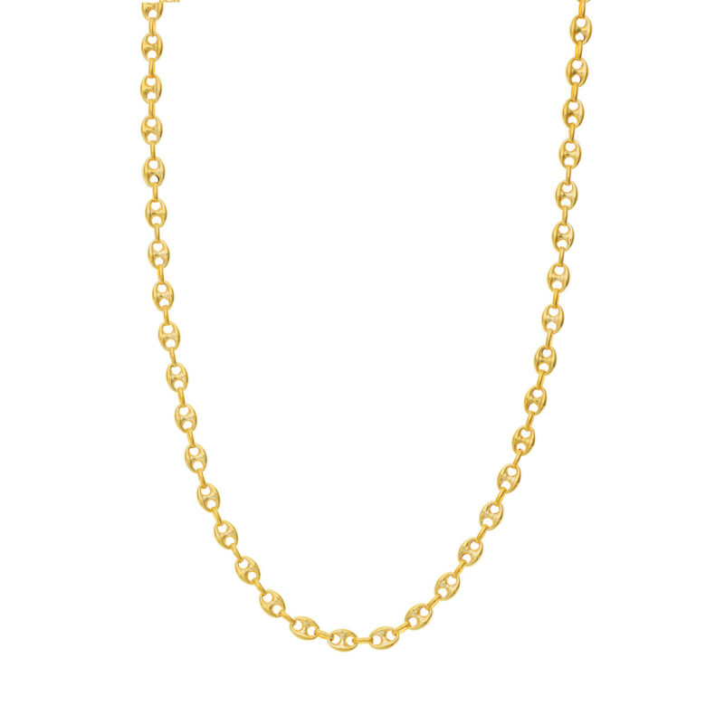 6.7mm Hollow Puff Mariner Chain - 14K Yellow Gold - 24 Inch - by Dazyle
