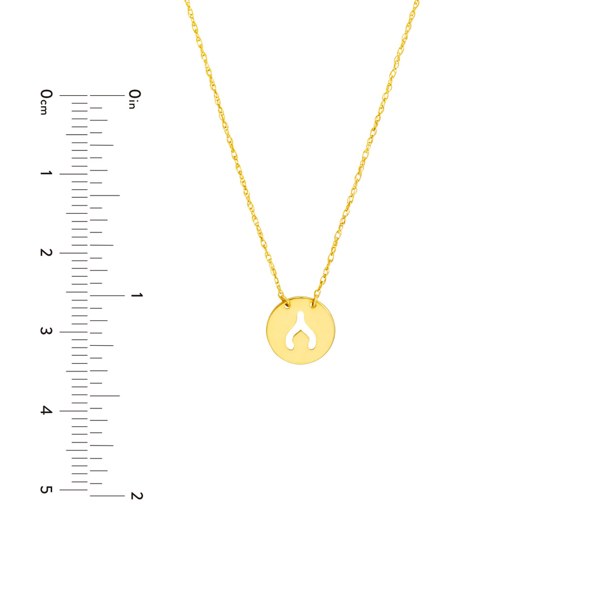 14K Yellow Gold Wishbone Disc Adjustable Necklace - 14K Yellow Gold - Adjustable Length - by Dazyle - Image 5