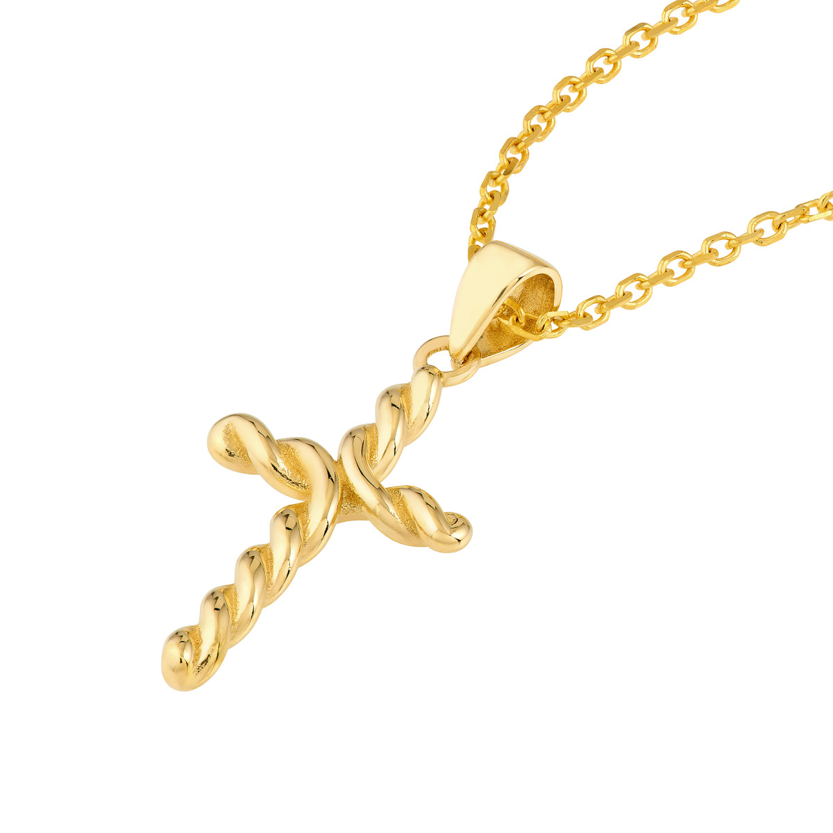Small Twist Cross Pendant - 14K Yellow Gold - by Dazyle - Image 3