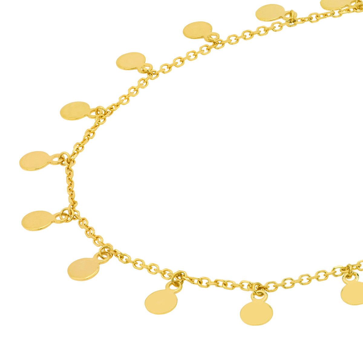 Mini Disc Dangle Adjustable Necklace - 14K Yellow Gold - by Dazyle - Image 2