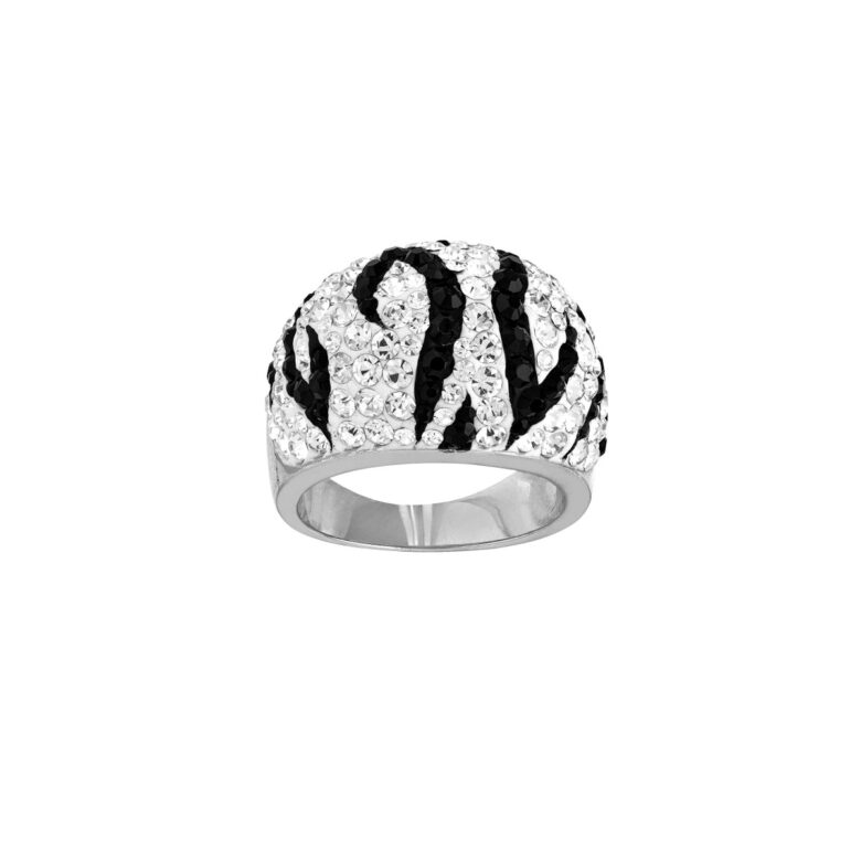 Zebra Crystal Dome Ring - Sterling Silver - by Dazyle