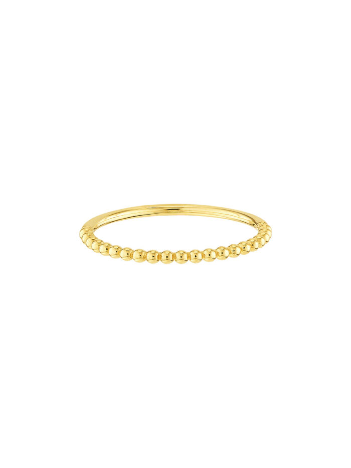 Beaded Single Row Ring 14K Yellow Gold Statement Ring - by Dazyle