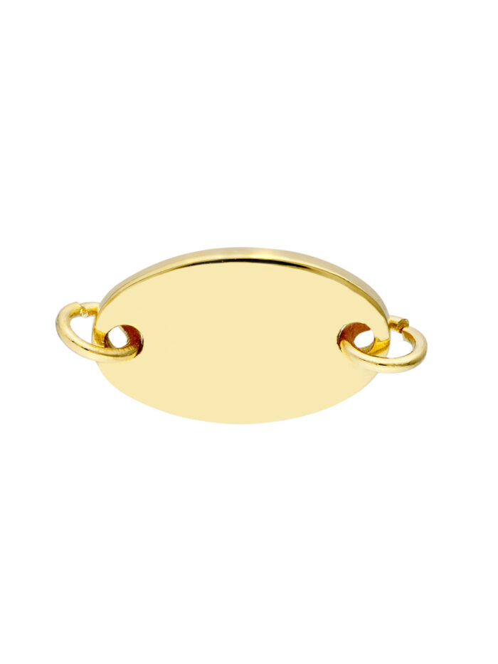 Oval Station Spool Charm 14K Yellow Gold Jump Ring Closure - by Dazyle
