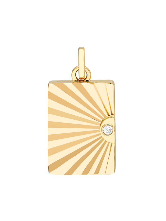 3pt Diamond Vertical Radiant Locket Pendant - 14K Yellow Gold - by Dazyle