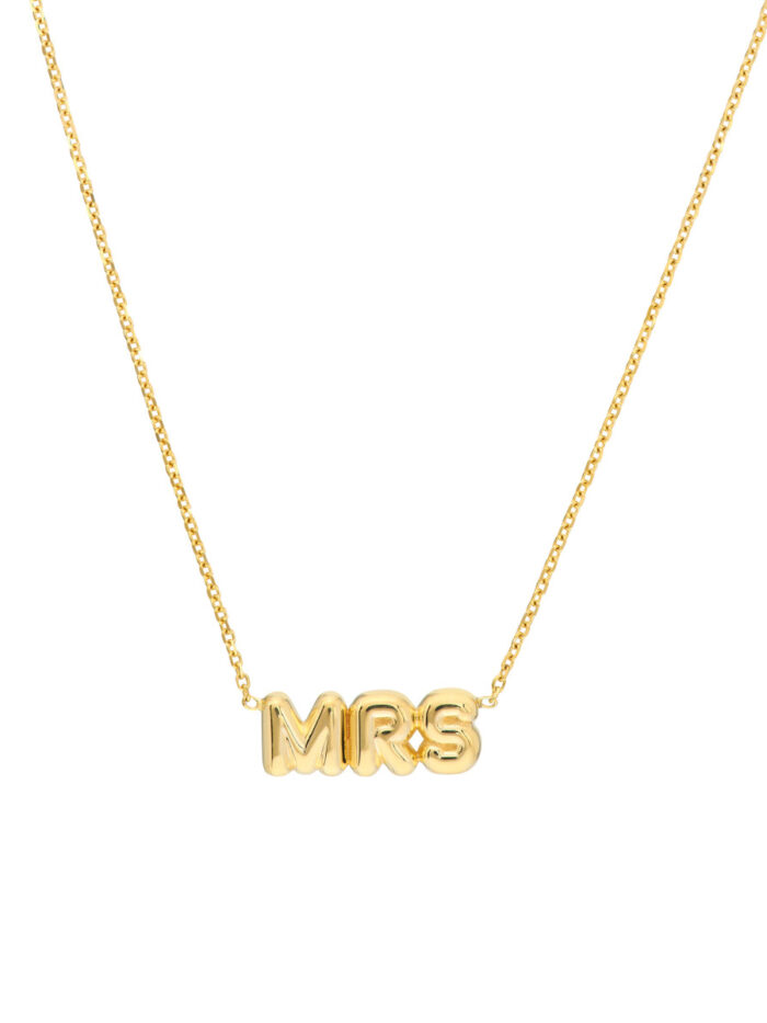 Puff Mrs Adjustable Necklace with Pear Shape Lock - 14K Yellow Gold - 18 Inches - by Dazyle
