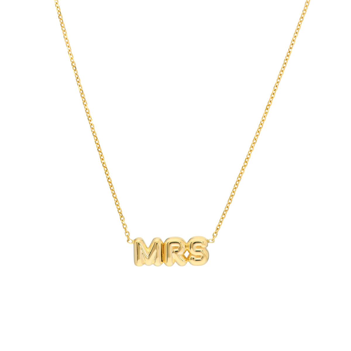 Puff Mrs Adjustable Necklace with Pear Shape Lock - 14K Yellow Gold - 18 Inches - by Dazyle